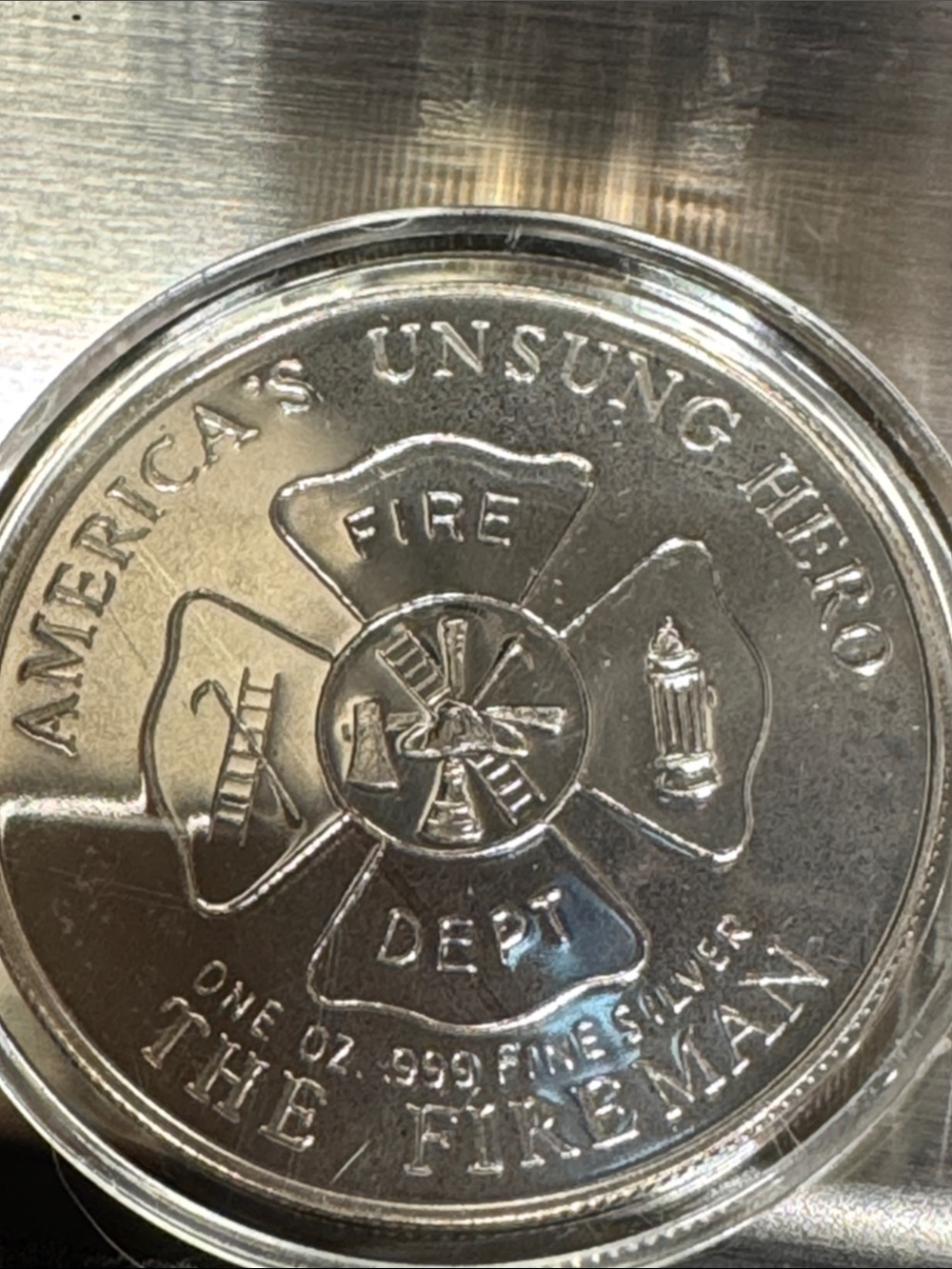 Silver Firefighter Commemorative Coin - The Fireman